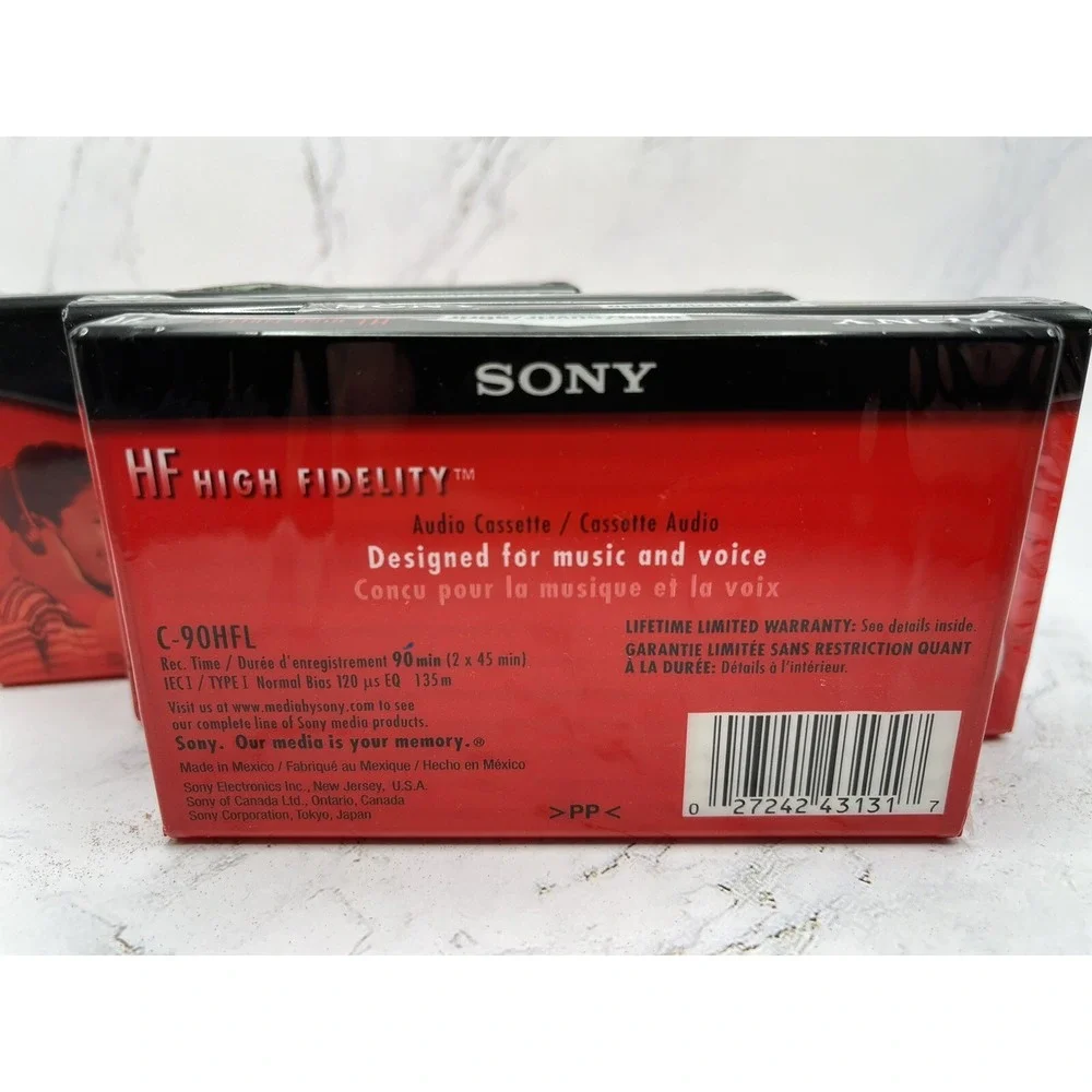 Lot of 4 New & Sealed Sony High Fidelity‎ HF 90 Min Audio Blank Cassette Tapes